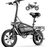 A modern electric bike with a sleek frame and integrated battery, parked on a scenic mountain trail