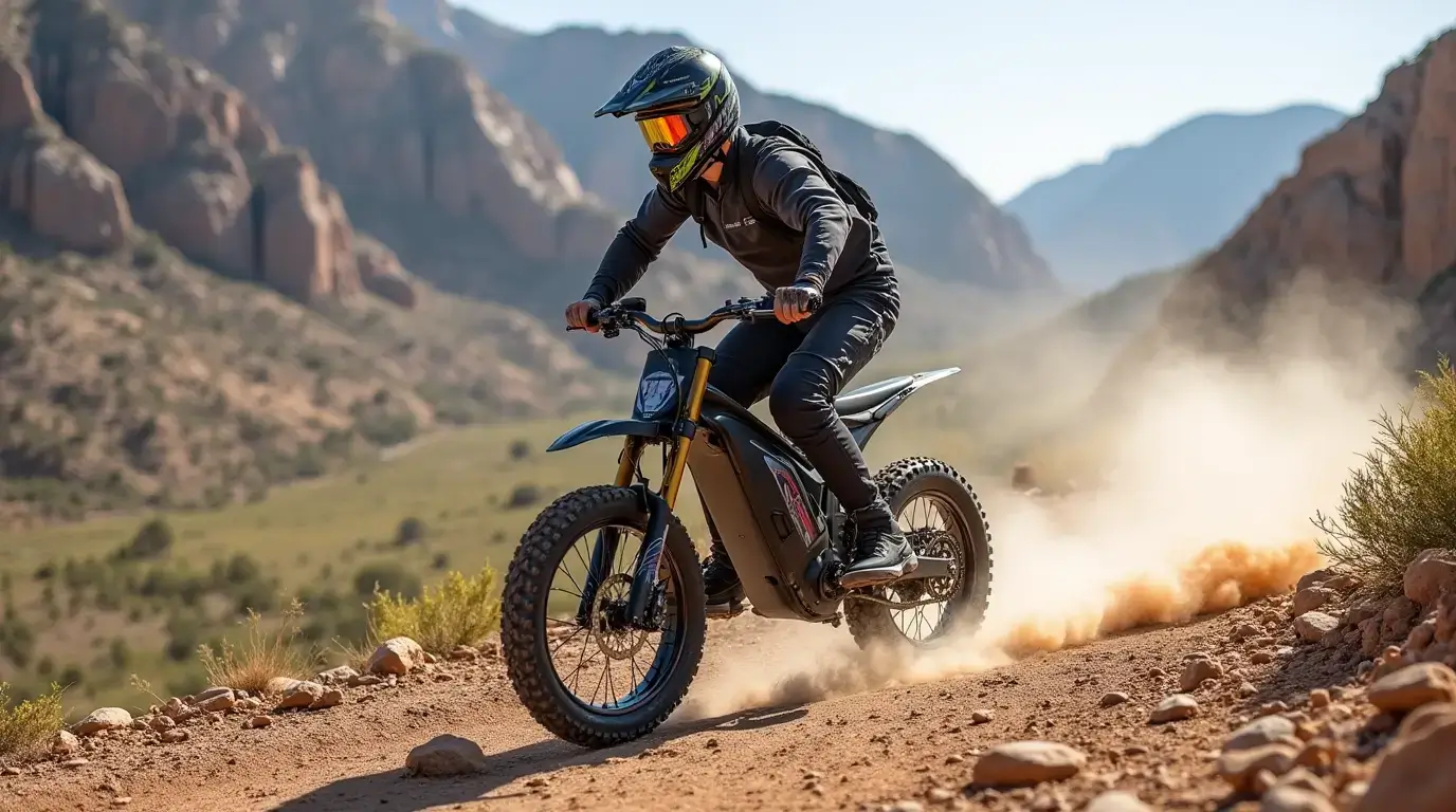 Stark VARG electric dirt bike adults in action on rugged terrain, showcasing its powerful design and performance
