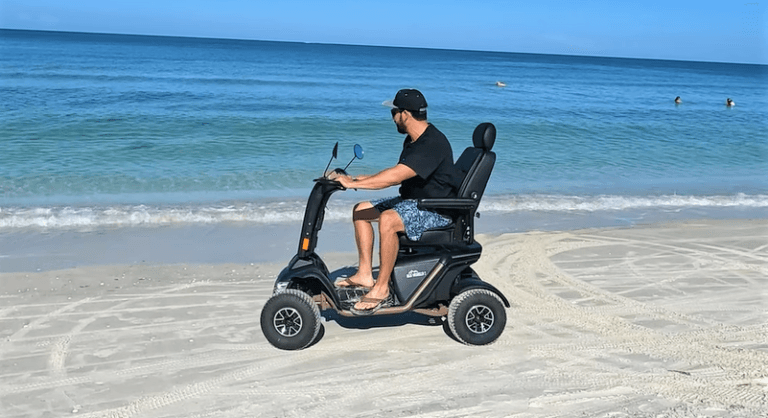 Can mobility scooters go to the sand or beach off the road? Users guide