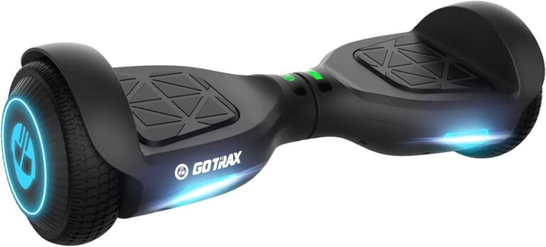 Hoverboard Gotrax with wheels and 6.5 “LED headlights, 4/5 miles maximum range, power of 6.2 miles per hour per double brush engine, UL2272 and 50.4Wh/65.52Wh self-tank battery battery certified for 44-176 pounds