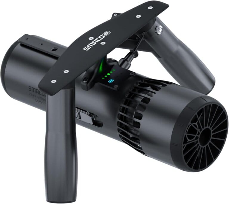 Smaco Sottomarino scooter with 60 minutes of use, portable marine scooter with three -speed adjustment with action for action camera with rechargeable battery for diving/snorkeling in the pool/sea/river