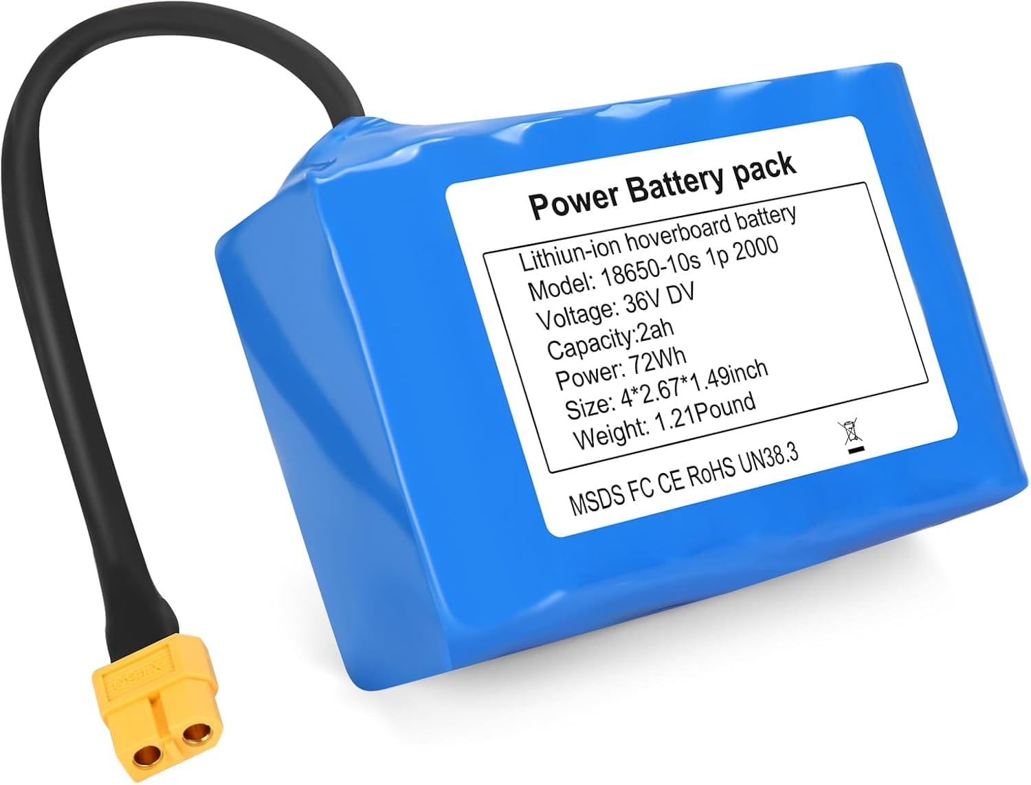 36V 72Wh Hoverboard 10s1p 2000mAh replacement battery, 4 "L X2.67 W X1.49 h 1 61ZudIdVZL. AC SL1500