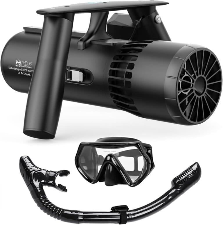 Setter and snorkeling set Sottomarino Edge K5-3 m/s, depth of 164 feet, quick charging, detachable design, support for camera-includes dry snorkeling and anti-fog immersion mask for diving and swimming-nero