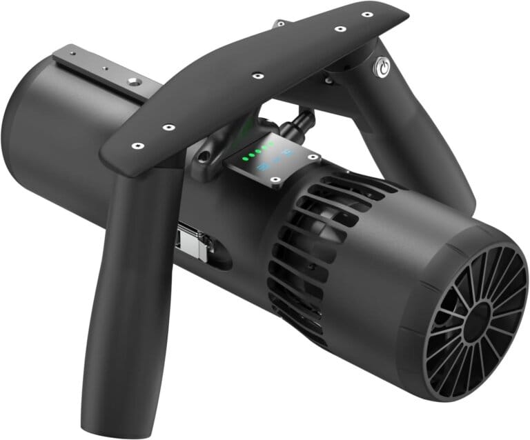 Underwater scooter, portable underwater propulsion device, with bracket for transport cameras, depth of 40 m, 3 -speed adjustments for snorkeling, free diving, underwater diving