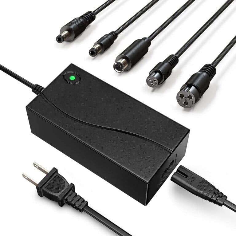 Replacement of the 42v 2a charger for lithium electric scooter 36V batteries, with 5.5 mm DC, 3 Pole, RCA Universal compatible with Gotrax Swagtron Brid Segway NineBot Xiaomi-5 Converter Interfaces 12 Replacement of the 42v 2a charger for lithium electric scooter 36V batteries, with 5.5 mm DC, 3 Pole, RCA Universal compatible with Gotrax Swagtron Brid Segway NineBot Xiaomi-5 Converter Interfaces