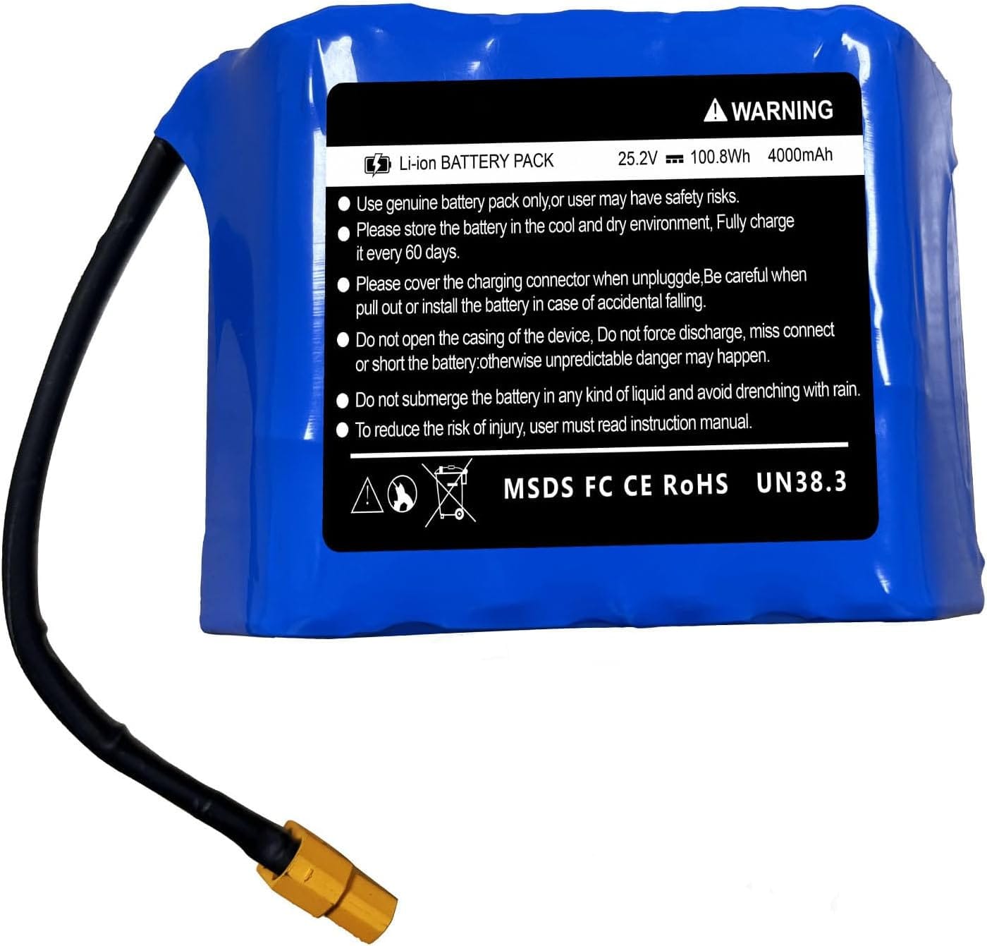 Replacement of the Battery for Hoverboard 25.2 V 25.2V (FIT 29.4V) 4AH Rechargeable Battery for Hoverboard compatible for Jetson-Raves for Hover-1 Superstar/Chrome Hoverboard Baterry-100.8Wh-Size: 3.81 * 2.75 * 2.36in 1