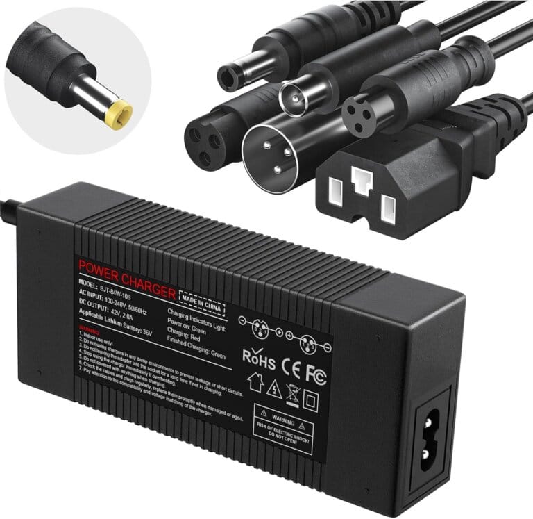 42 V charger for 36 V electric hoverbooter lithium battery ebike, electronic scooter charger for Gotrax, Jetson, Xiaomi Lithium ion battery 36V, Swagtron, Brid, Segway, Razor, Sisigad