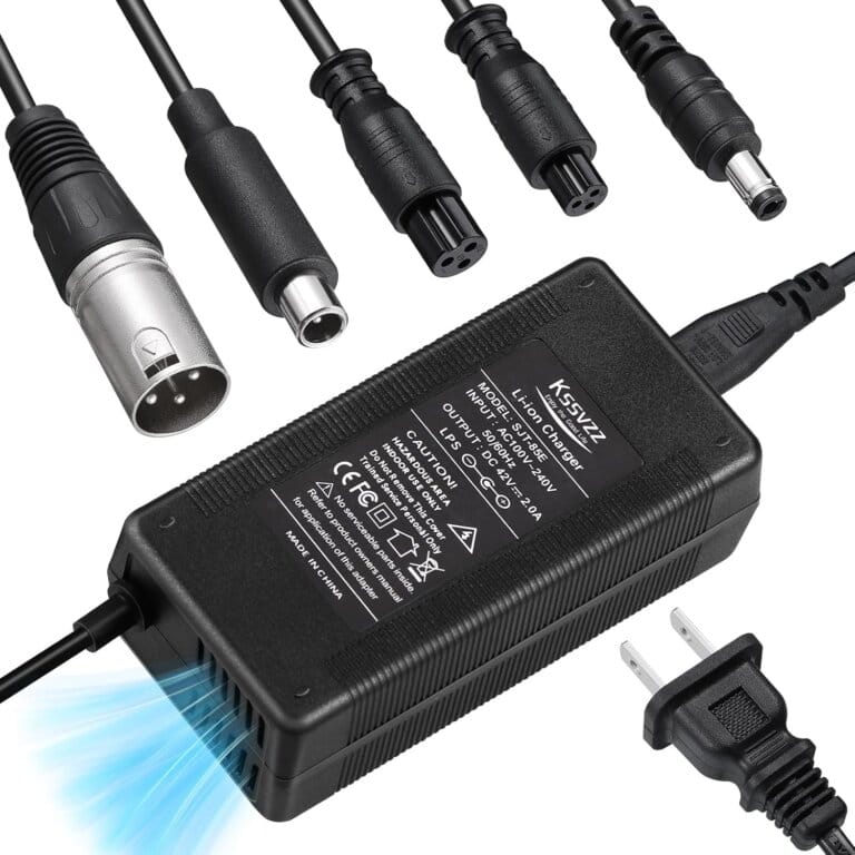 Fast battery charger of 42 V 2A with cooling system – 5 universal replacement charger for 36 V lithium battery, compatible with Jetson, Gotrax, Razor, NineBot, Segway, Swagronon, Hiboy