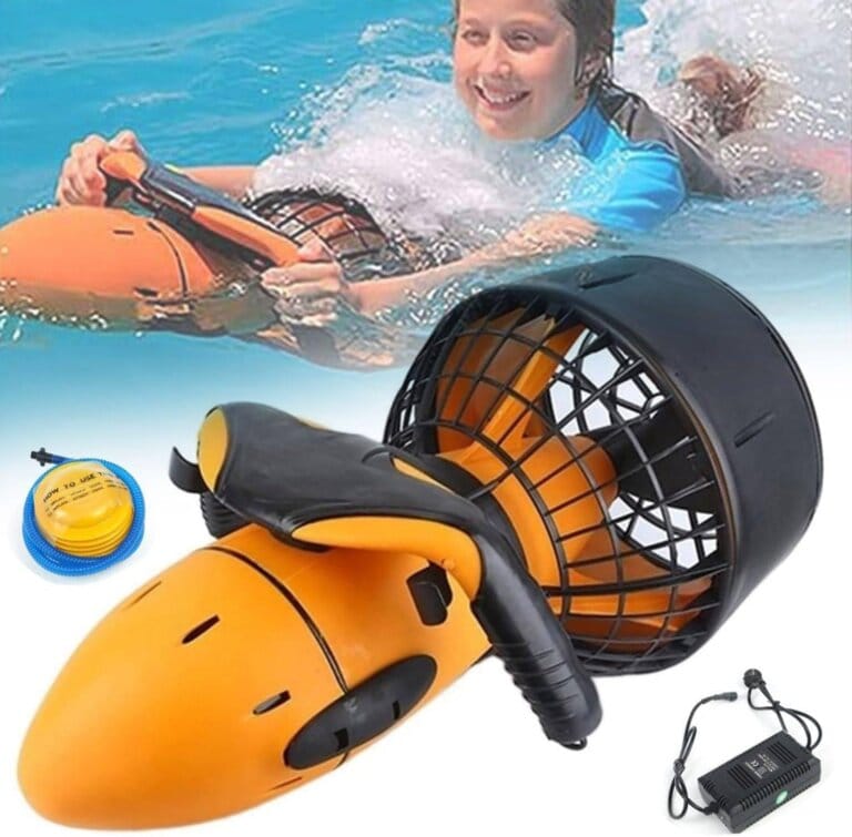 Rechargeable underwater scooter scooter scooter, 500 W marine scooter for diving for deep diving adjustable for underwater diving, orange, orange