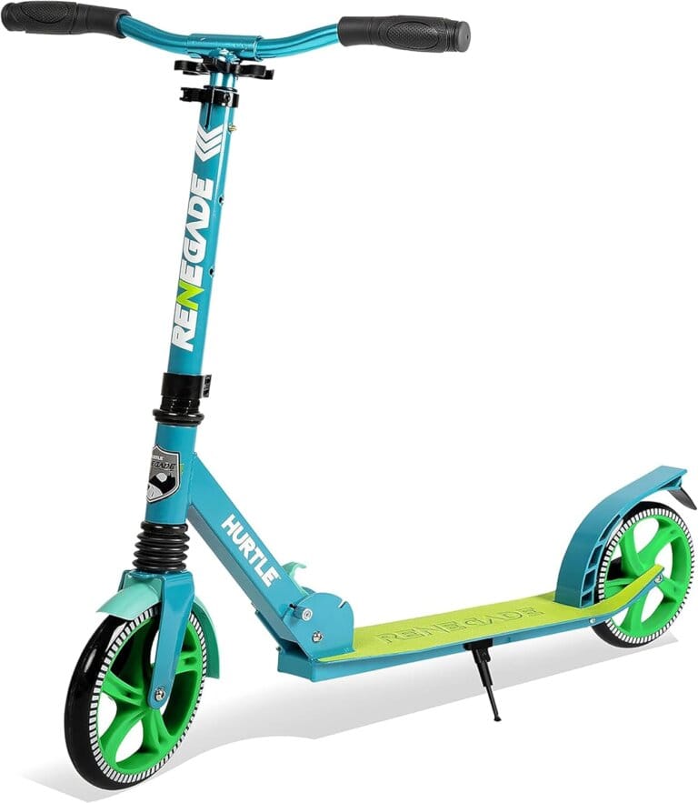 Hurtle Renegade Kick Scooter for children, teenagers and adults-folding 2-wheeled folding with adjustable-bar anti-lip t-bar handlebar