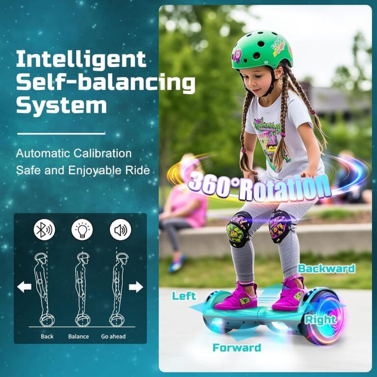 Scooter, 6.5 “wheels for children with LED lights Double Motors Scooter for children Gray greenish
