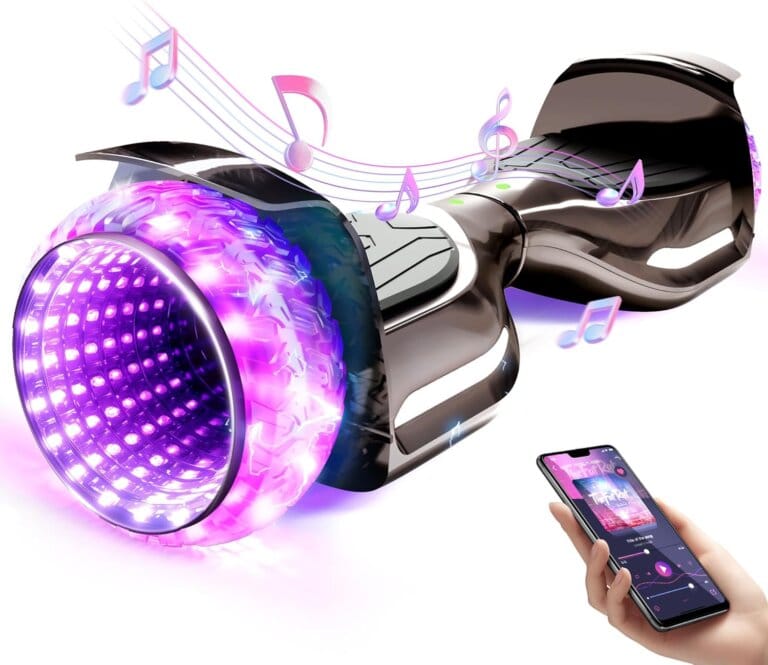 Sisigad chromed plated scooter, 6.5 “electric scooters with bluetooth tires and flashing and dynamic 3D 3D lighting engines, all land for teenage boys for children, C pneys black tunnel